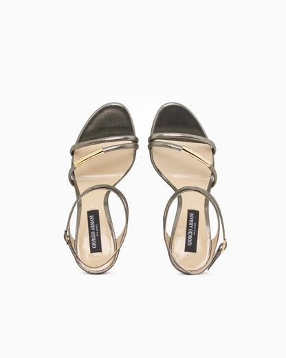 Heeled sandals in sparkling nubuck