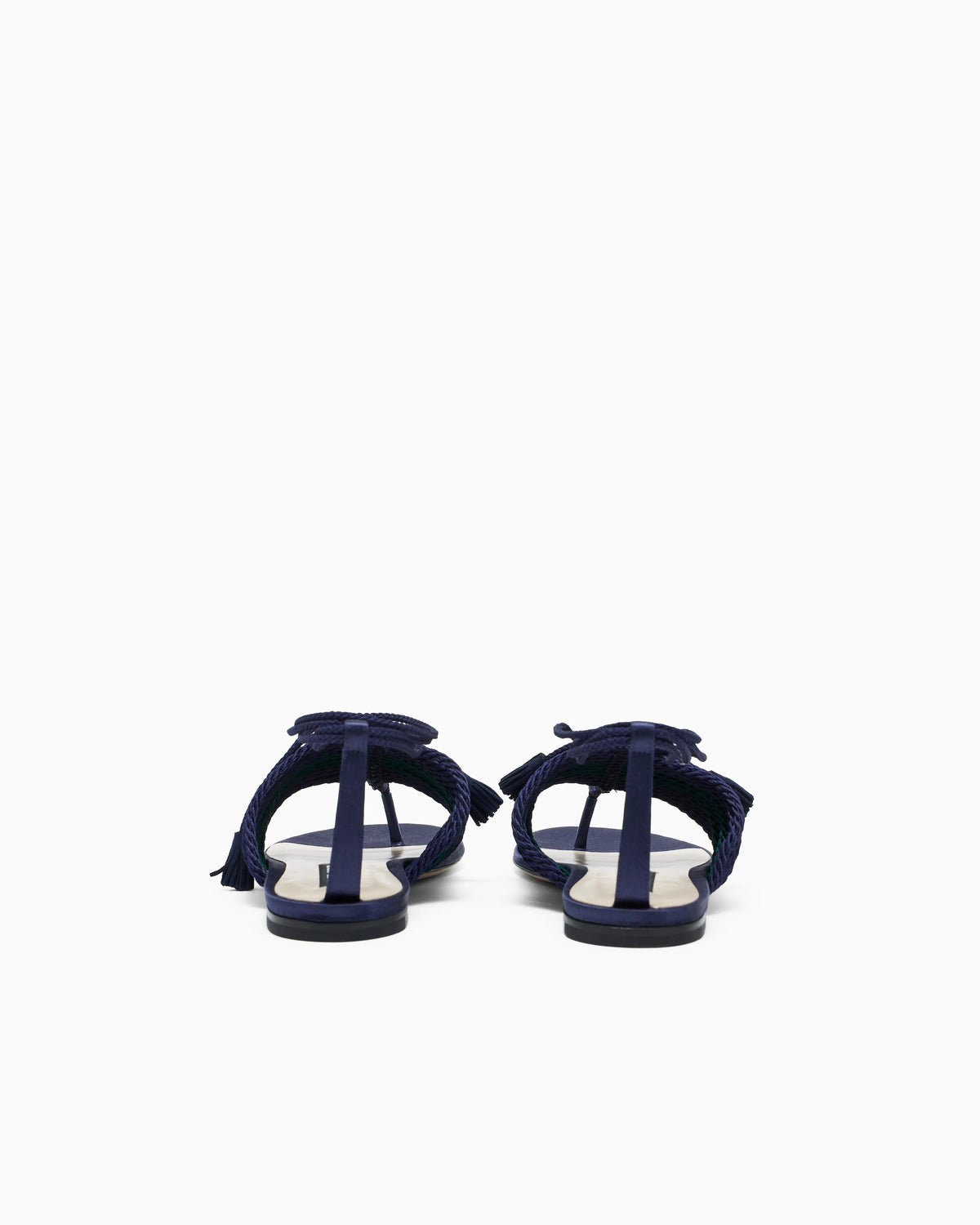 Flat thong sandals in passementerie