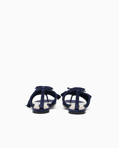 Flat thong sandals in passementerie