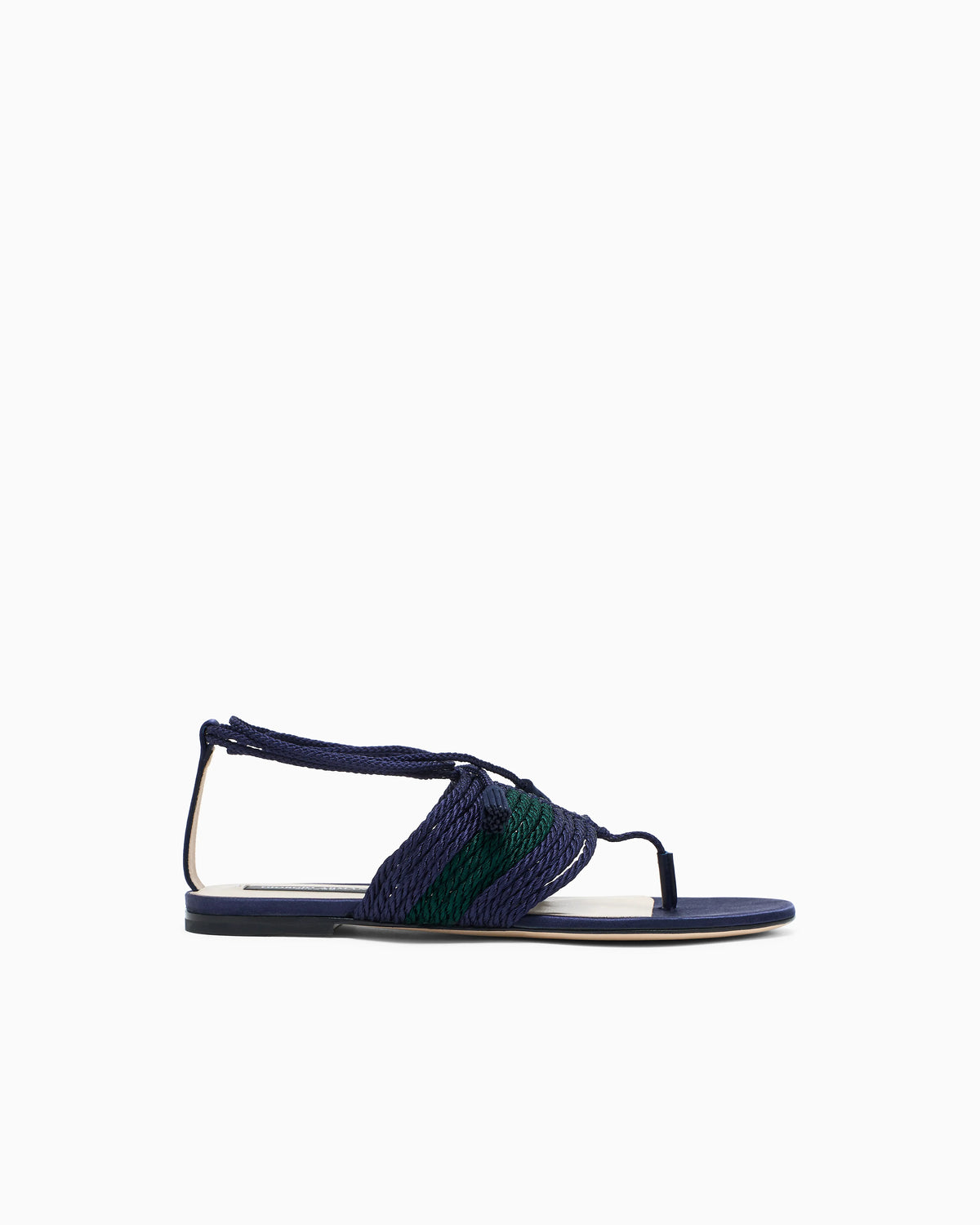 Flat thong sandals in passementerie