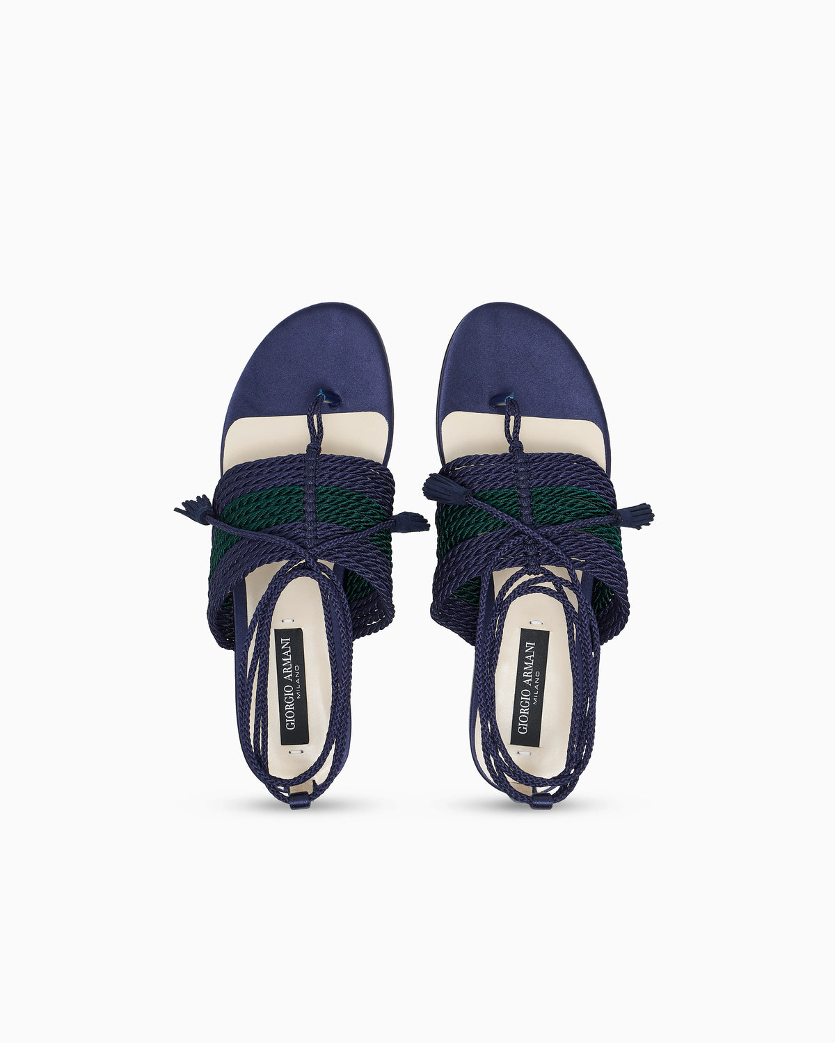 Flat thong sandals in passementerie