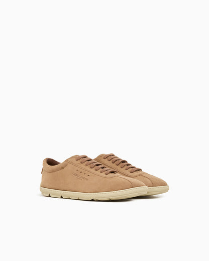 Lace-up sneaker in velour suede with rubber sole