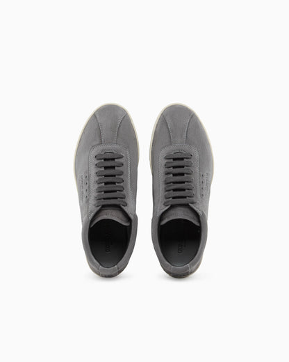 Lace-up sneaker in velour suede with rubber sole