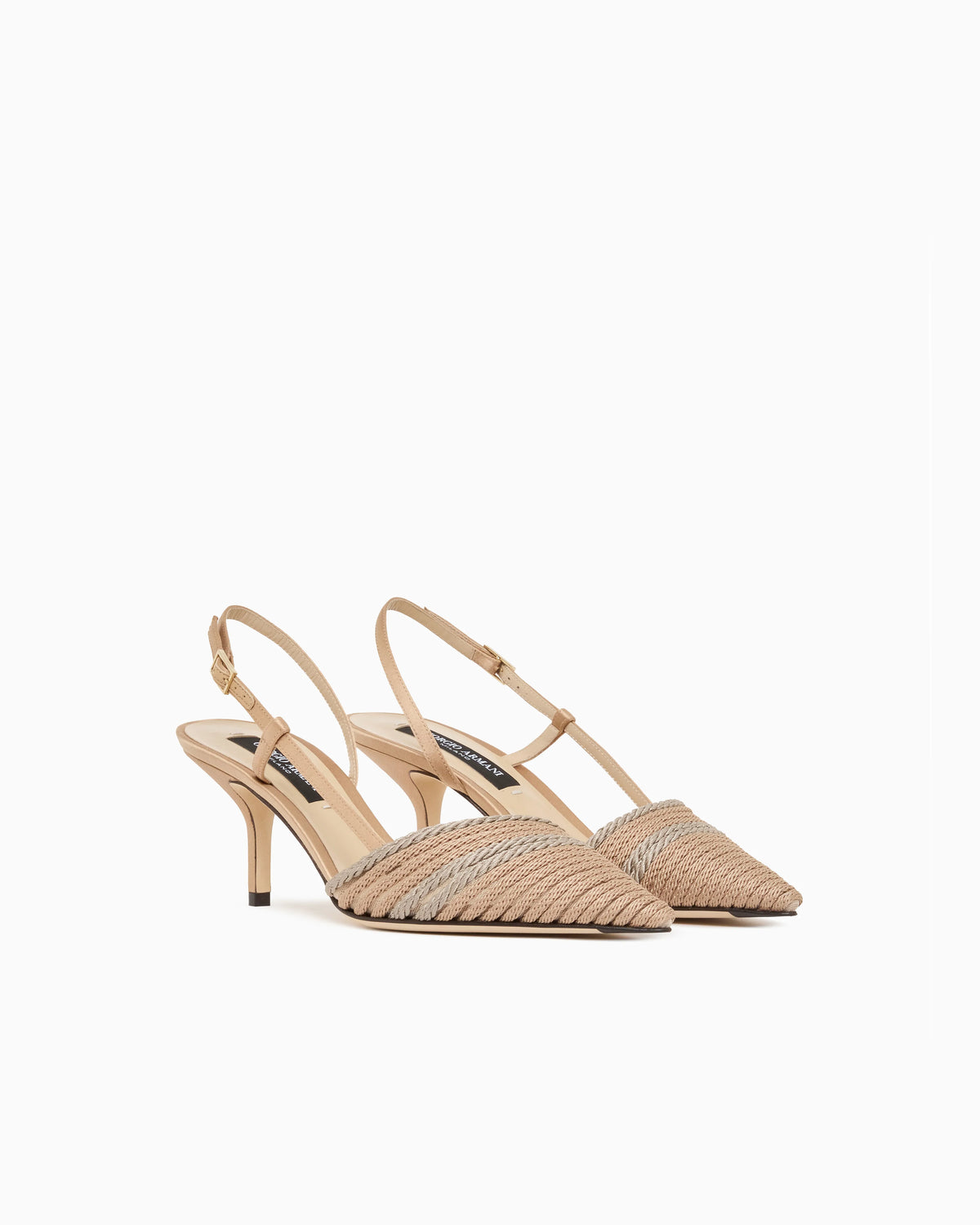 Satin slingbacks with passementerie trim detail