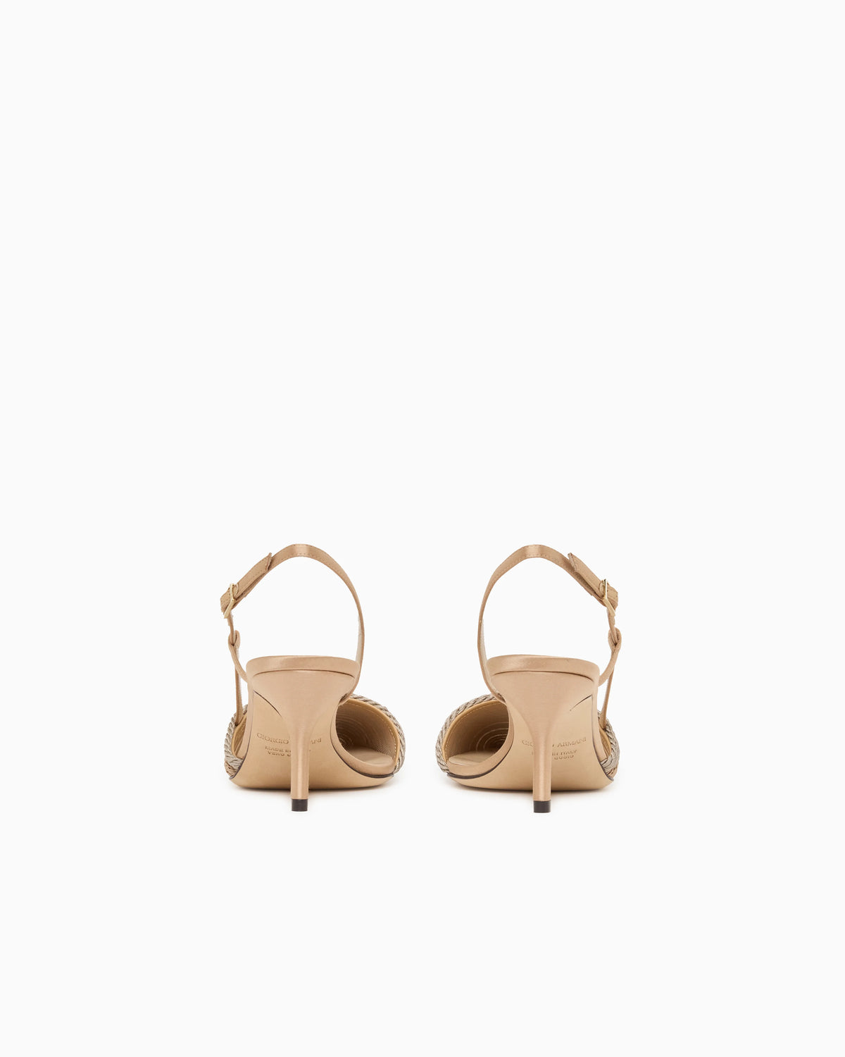 Satin slingbacks with passementerie trim detail