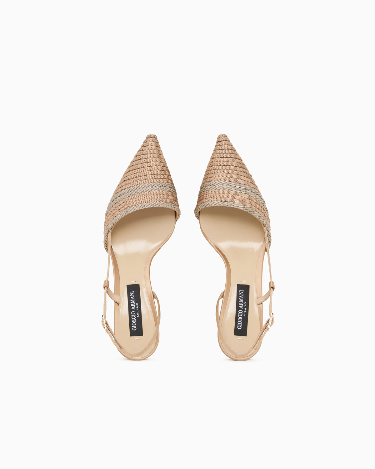 Satin slingbacks with passementerie trim detail