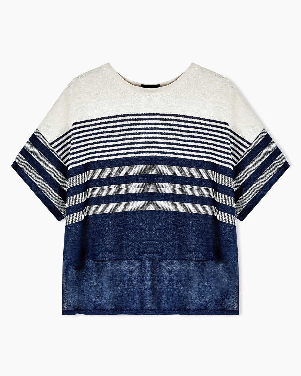 Crew-neck jumper in striped linen jersey Denim Collection