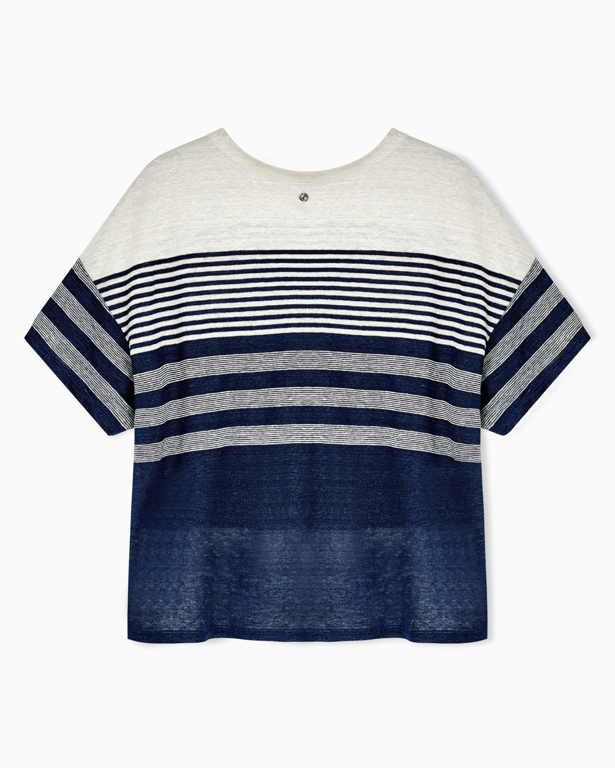 Crew-neck jumper in striped linen jersey Denim Collection