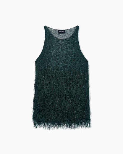 Lurex jersey top with fringes