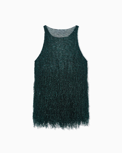 Lurex jersey top with fringes