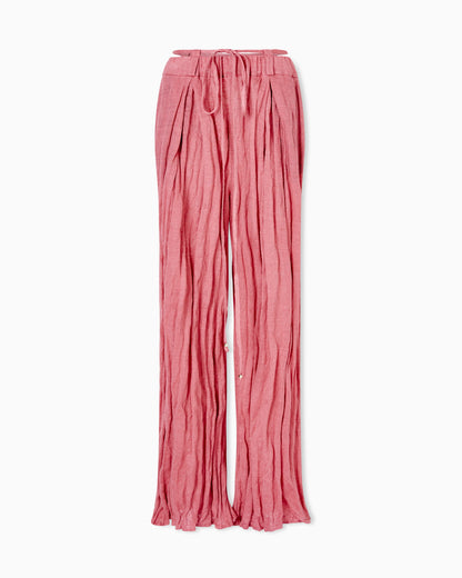 Crushed-effect linen jersey trousers