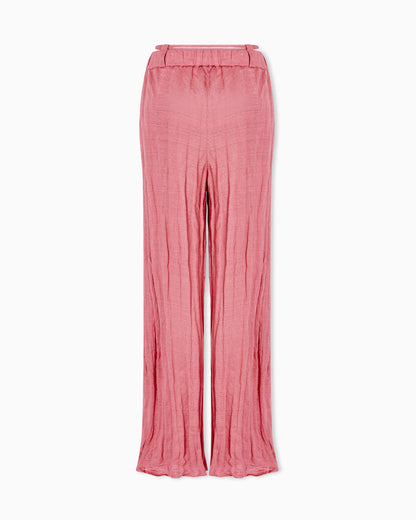 Crushed-effect linen jersey trousers