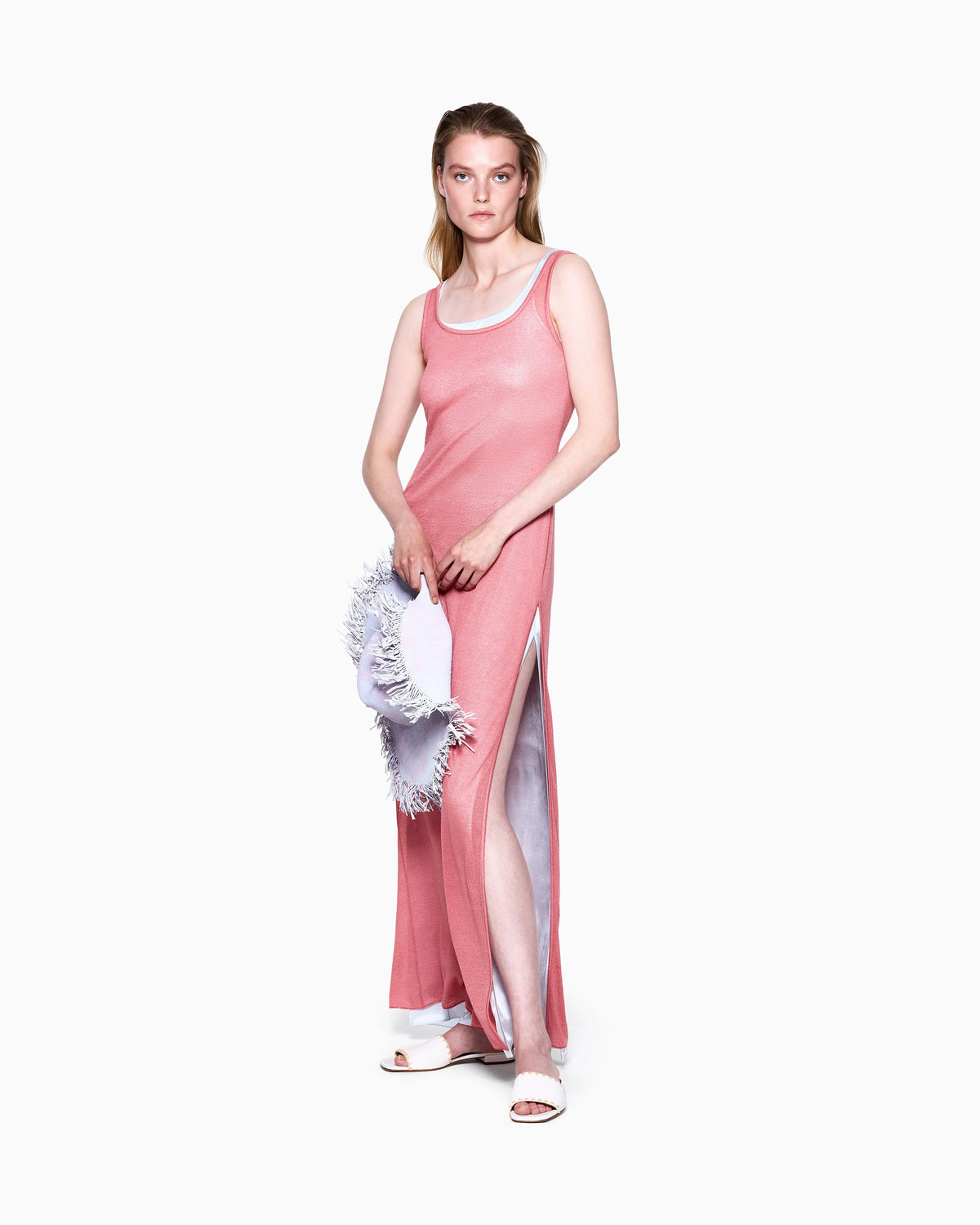 long jersey dress with a knit effect