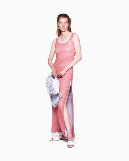 long jersey dress with a knit effect