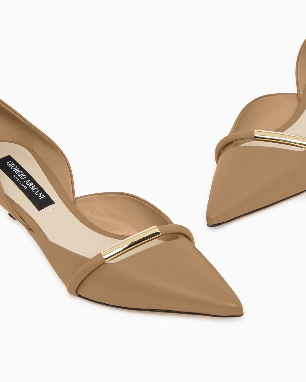 Pointed Toe Leather Pumps with Strap and Low Heel