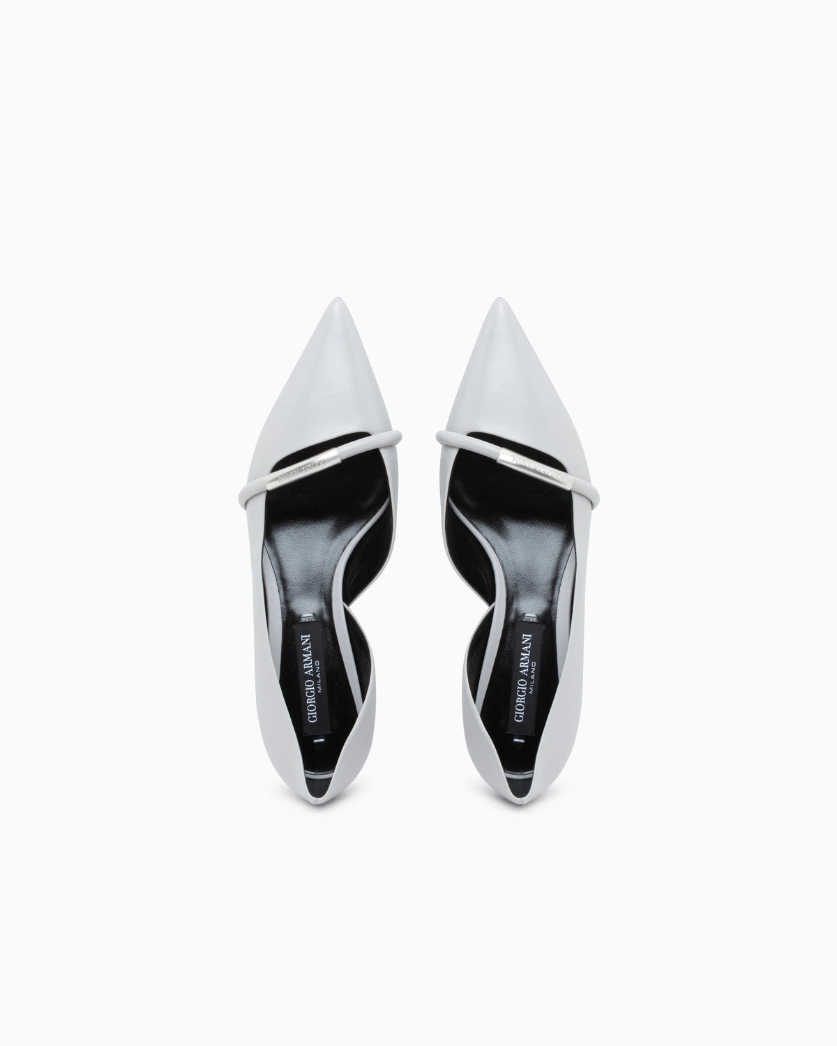 Pointed Toe Leather Pumps with Strap and Low Heel