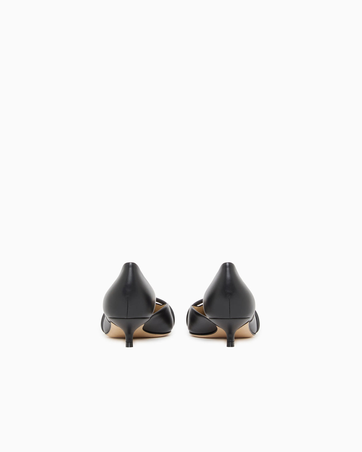 Pointed Toe Leather Pumps with Strap and Low Heel