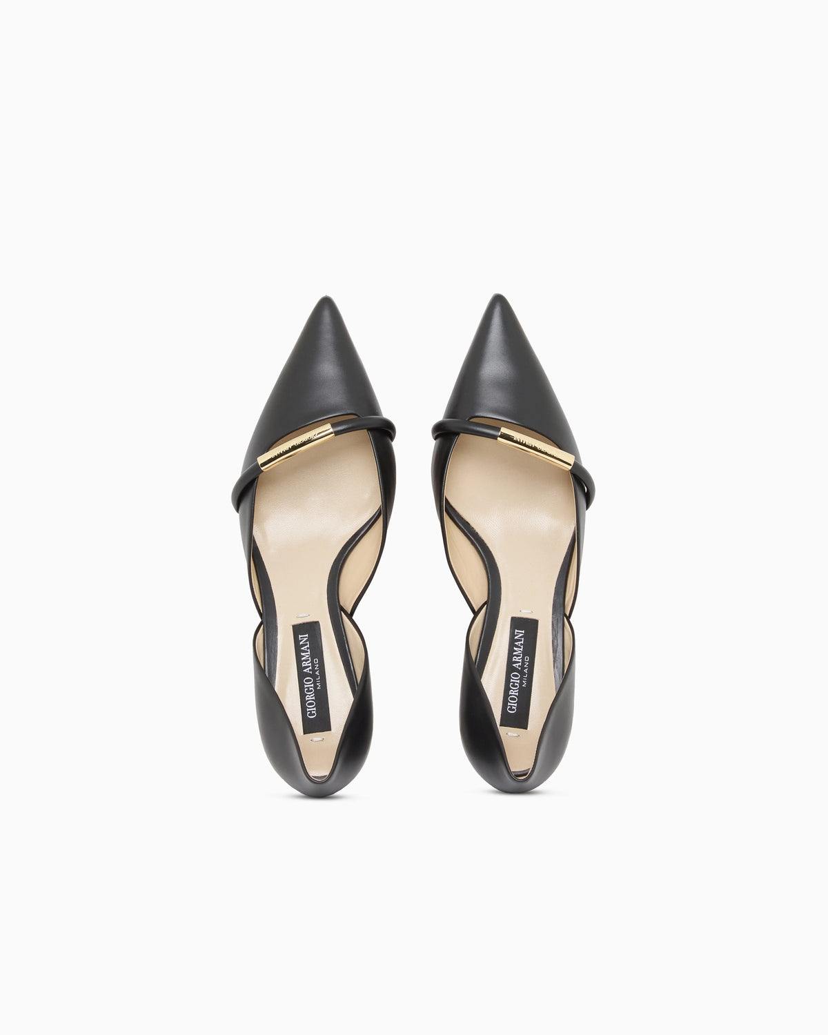 Pointed Toe Leather Pumps with Strap and Low Heel