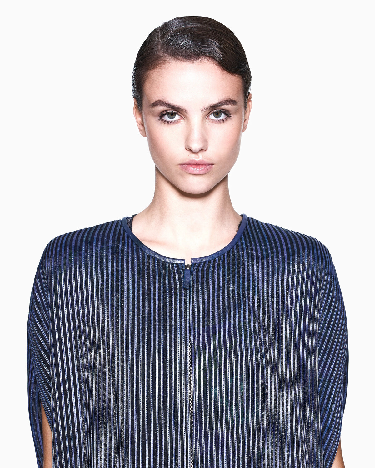 Nappa leather cape with fringes