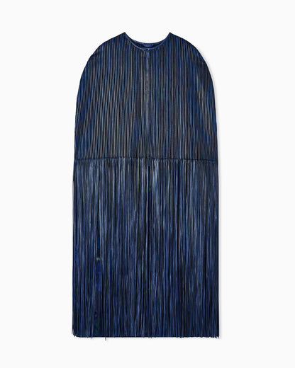 Nappa leather cape with fringes