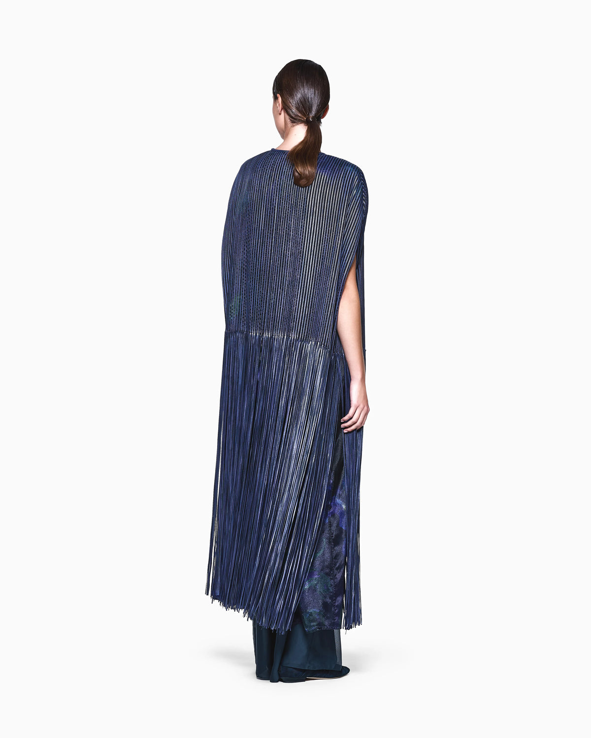 Nappa leather cape with fringes