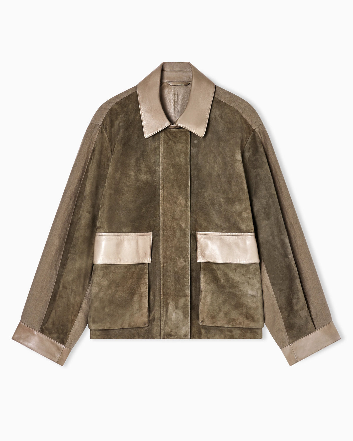 Lambskin suede and linen oversized blouson