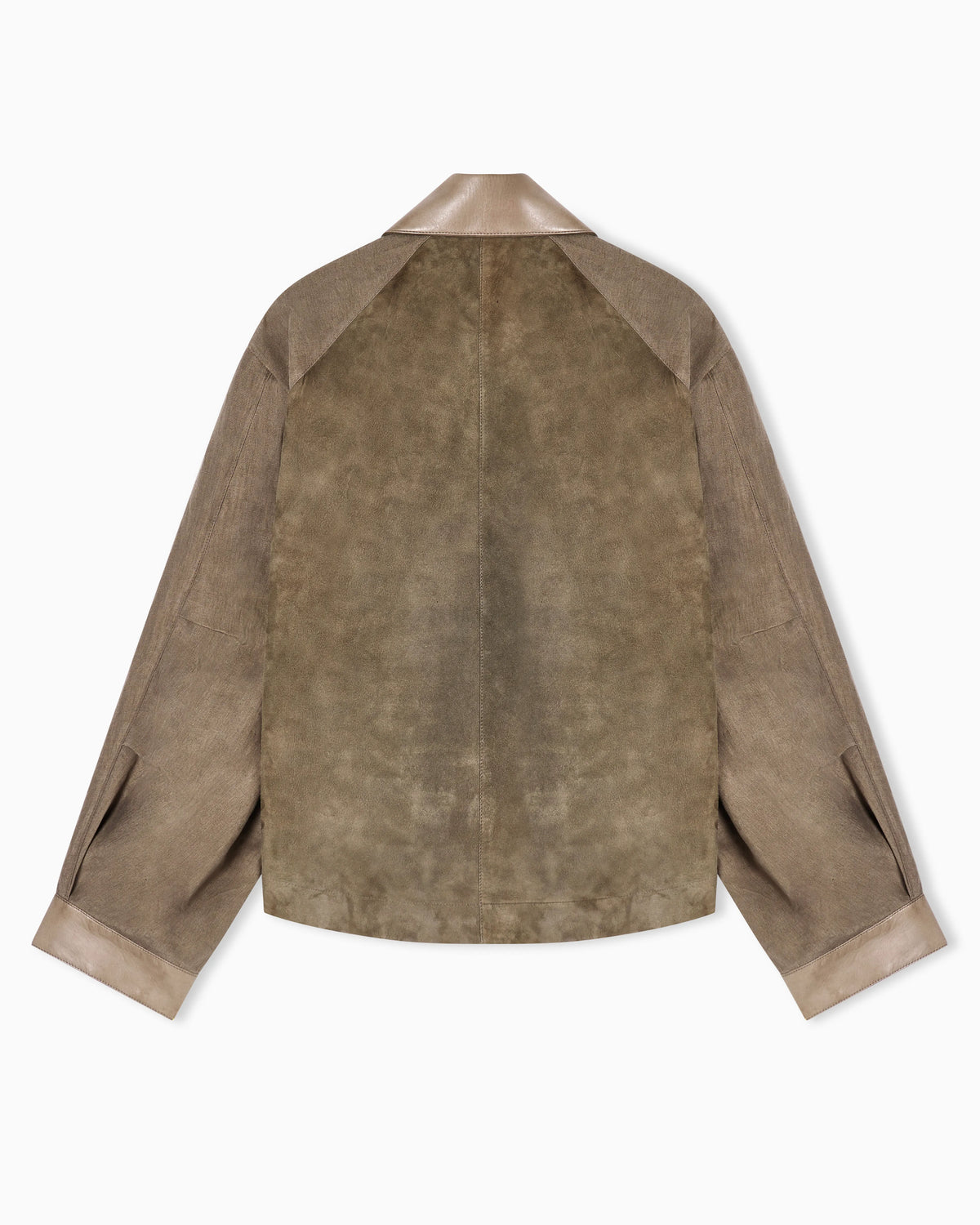 Lambskin suede and linen oversized blouson