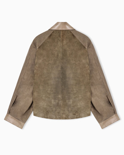 Lambskin suede and linen oversized blouson