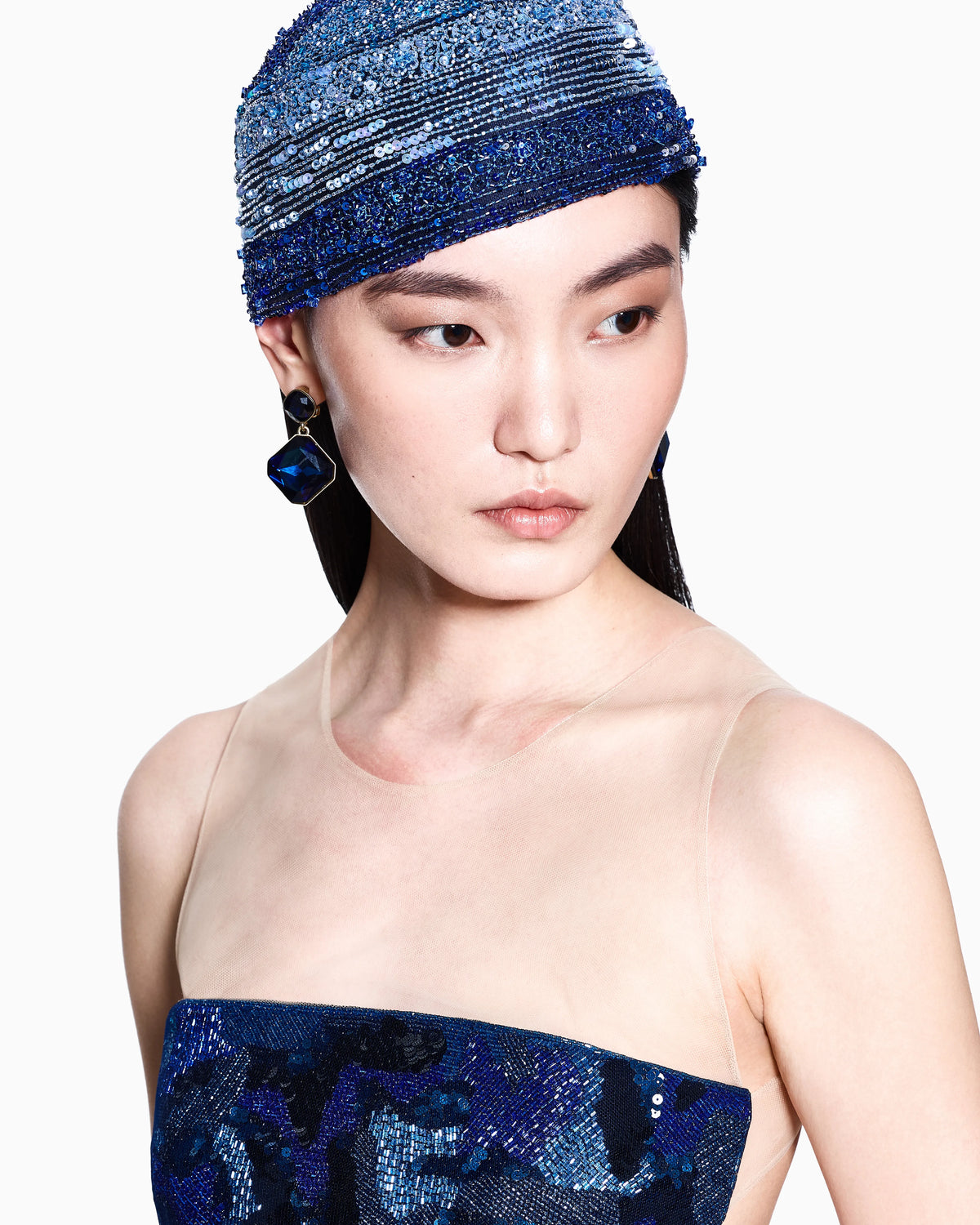 Embroidered tulle cap