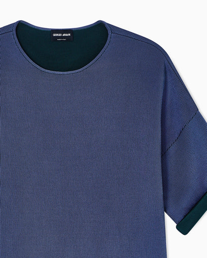 ribbed viscose crew-neck jumper