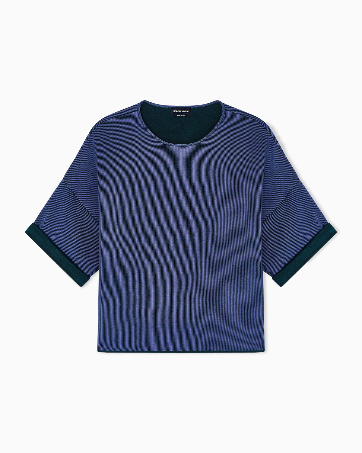 ribbed viscose crew-neck jumper
