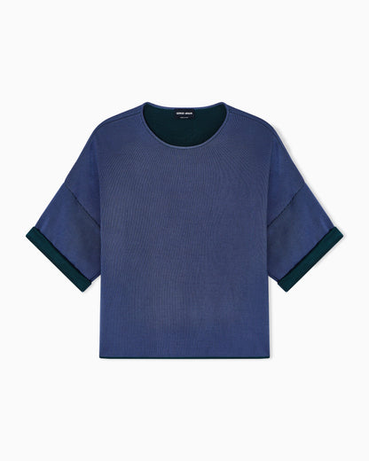 ribbed viscose crew-neck jumper