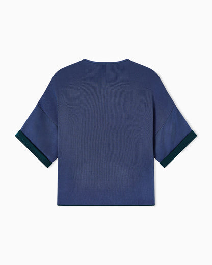 ribbed viscose crew-neck jumper