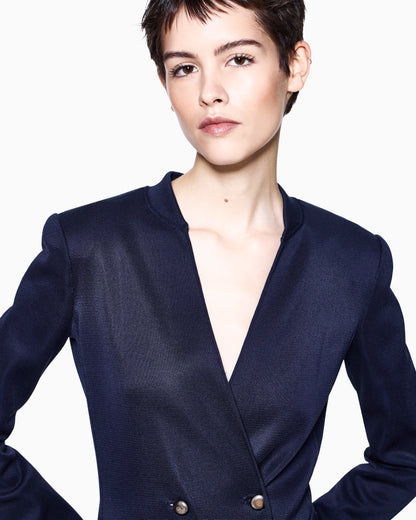 Silk knit double-breasted jacket