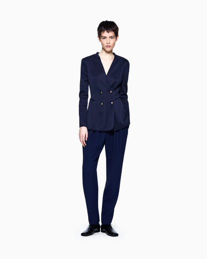 Silk knit double-breasted jacket