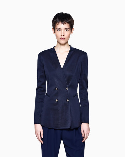 Silk knit double-breasted jacket