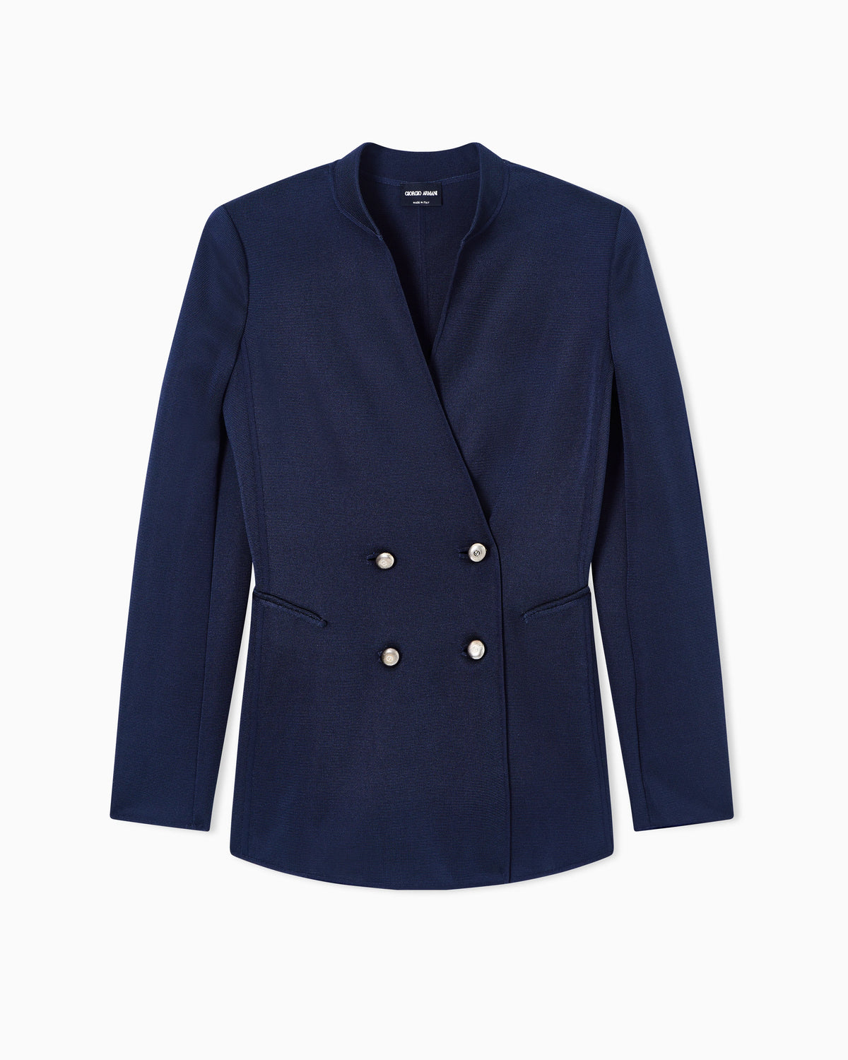 Silk knit double-breasted jacket