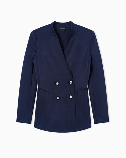 Silk knit double-breasted jacket