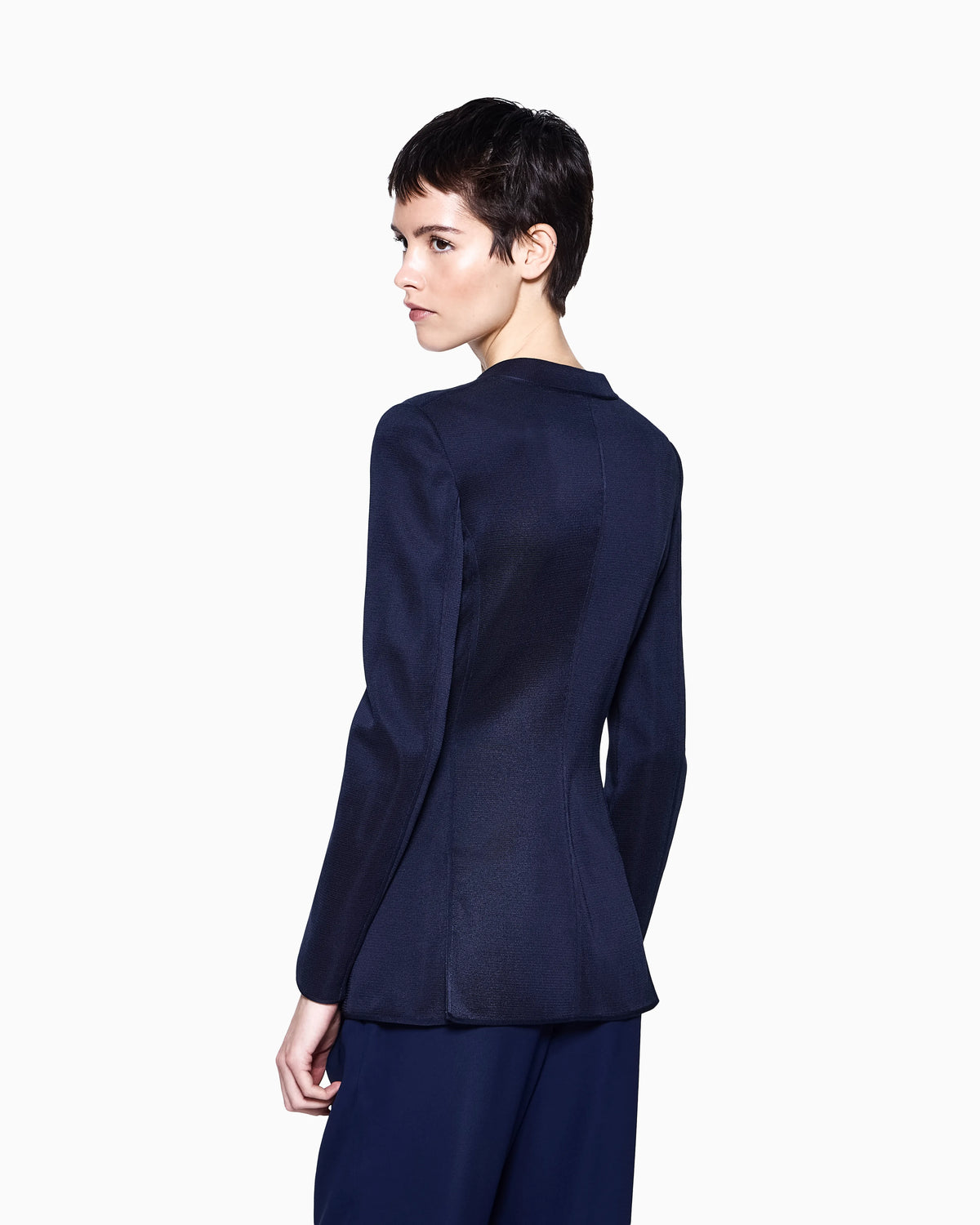 Silk knit double-breasted jacket