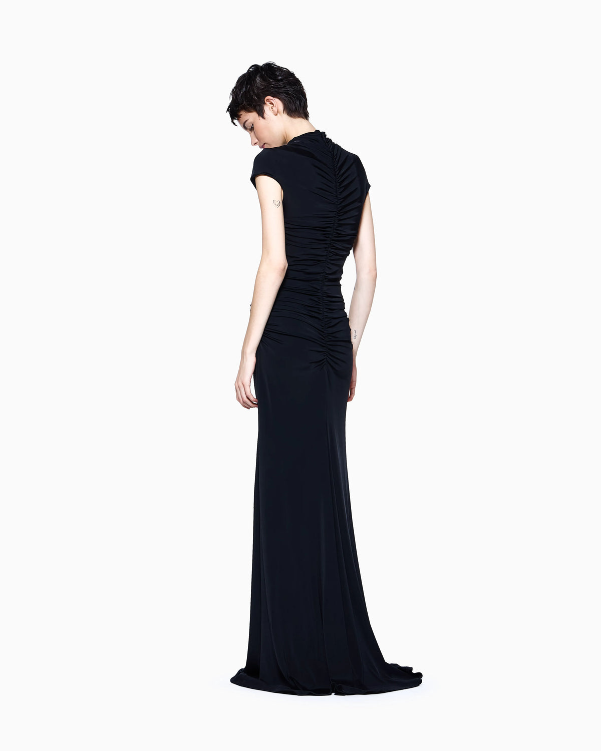 long dress in viscose jersey with rhinestones