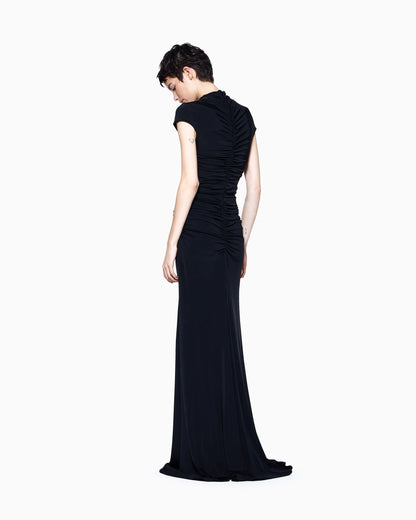 long dress in viscose jersey with rhinestones