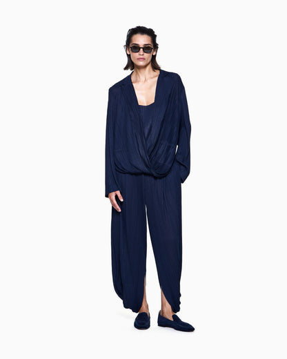 Pleated jersey twin-set