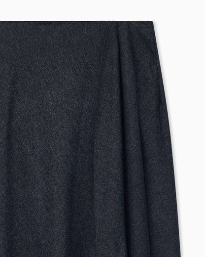 Skirt long flannel wool and cashmere with side drape