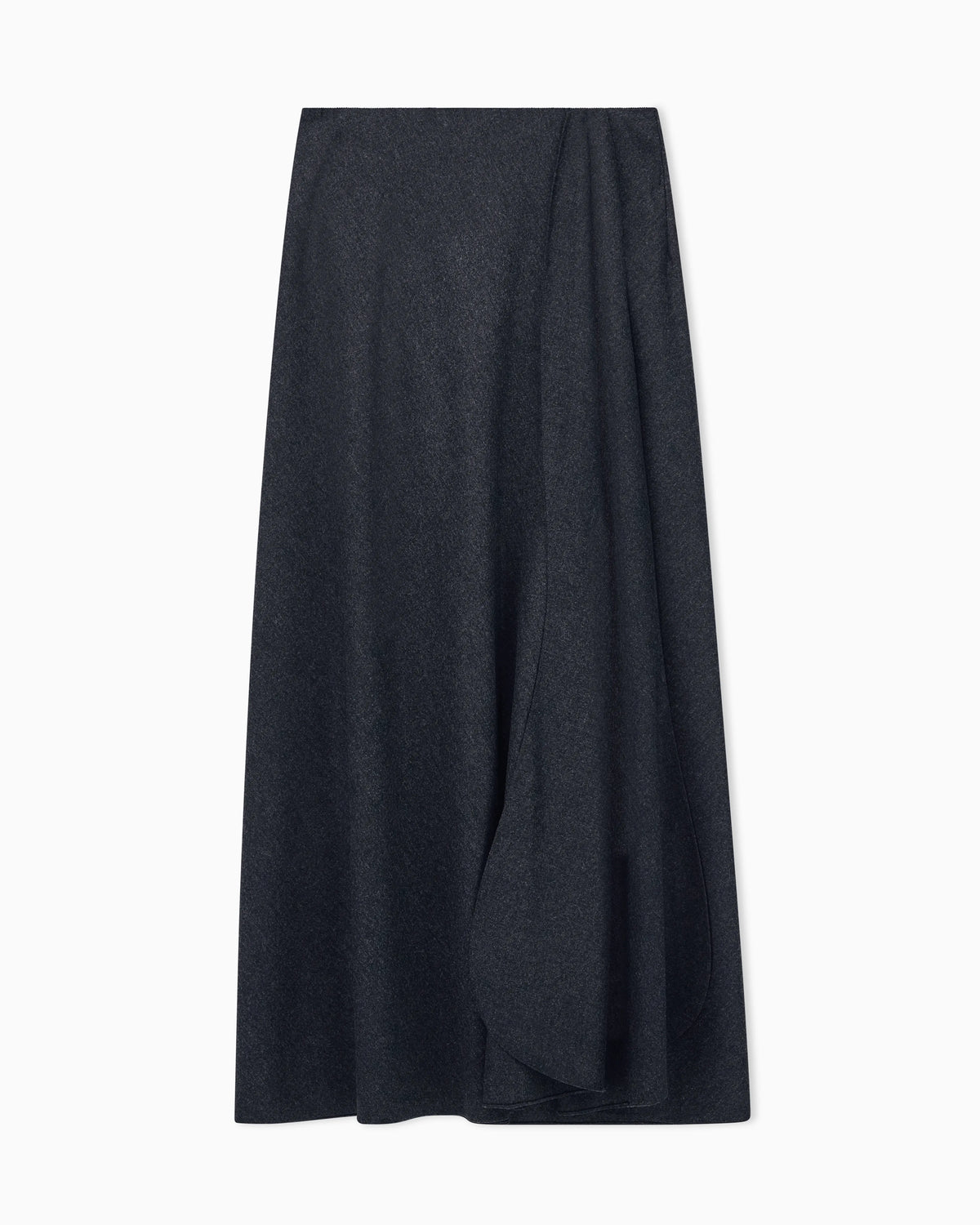 Skirt long flannel wool and cashmere with side drape