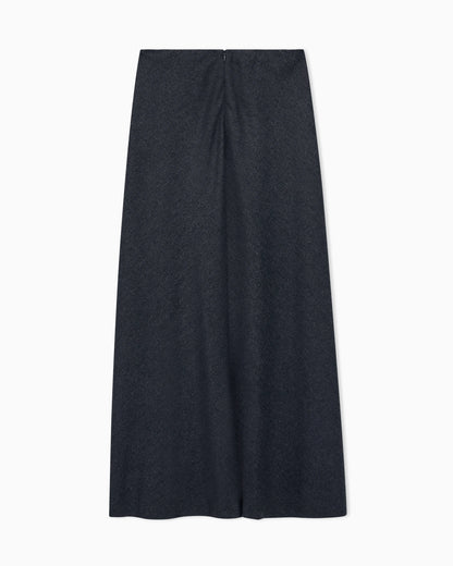 Skirt long flannel wool and cashmere with side drape