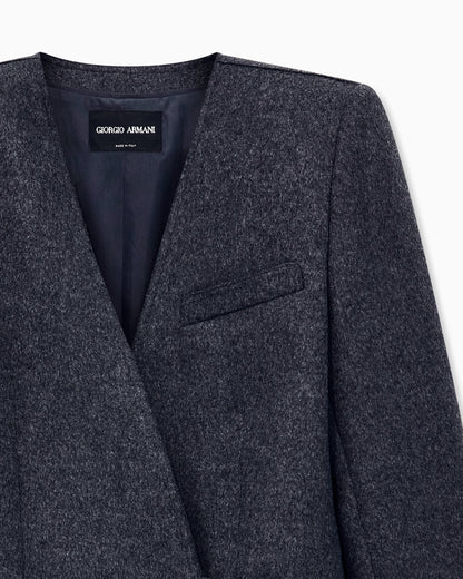 Blazer in wool flannel with side knot closure