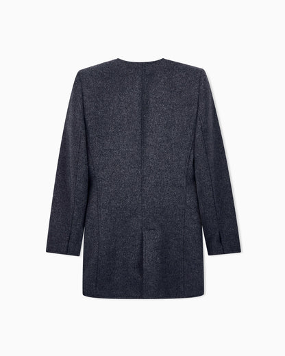 Blazer in wool flannel with side knot closure