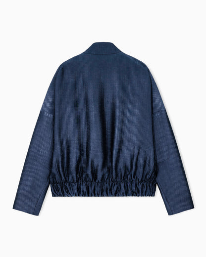 Blouson in textured viscose and wool with patch pockets