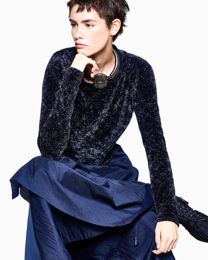 Trouser skirt multilayer regular fit in crinkled nylon