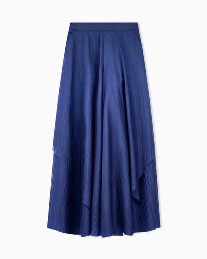 Trouser skirt multilayer regular fit in crinkled nylon